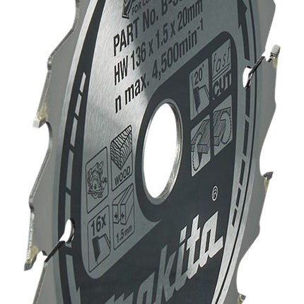 Makita Cirkelzaagblad Hout 136X20X1,5 16T 20G Zaagblad – B-33532