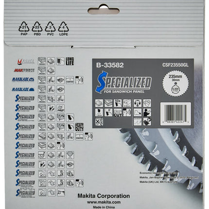 Makita HM Zaagblad 235X2,2X30 T=50 SW Sandwichpaneel 235X30X2,2 50T 0G – B-33582