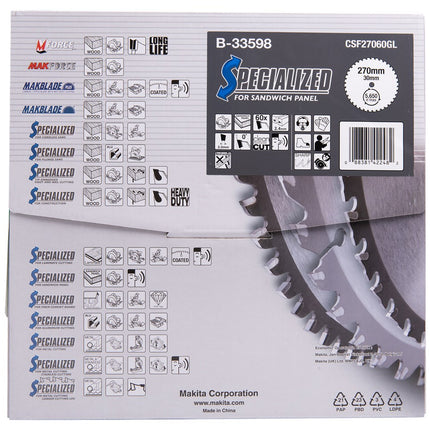 Makita HM ZAAGBL.270X2.4X30 T=60 SW Zaagblad 270X30 60T Sandw – B-33598