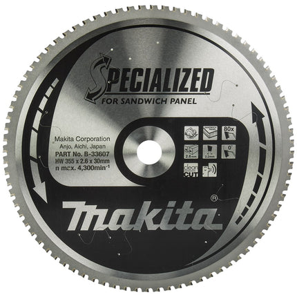Makita HM Zaagblad 355X2,6X30 T=80 SW Sandwichpaneel 355X30X2,6 80T 0G – B-33607