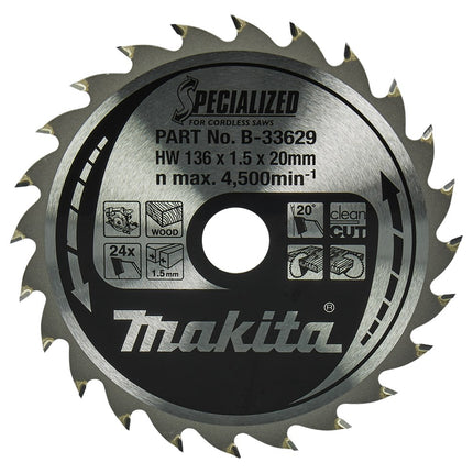 Makita HM Zaagblad 136X20X1.5 24T Zaagblad 136X20X1,5 20G – B-33629