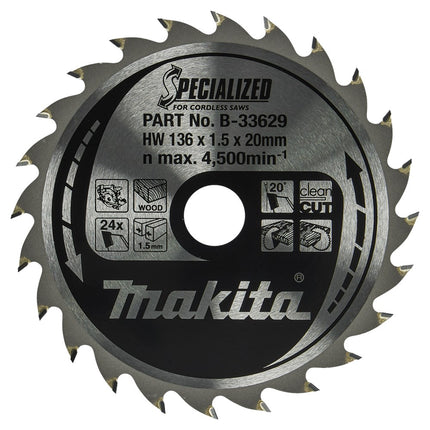 Makita HM Zaagblad 136X20X1.5 24T Zaagblad 136X20X1,5 20G – B-33629