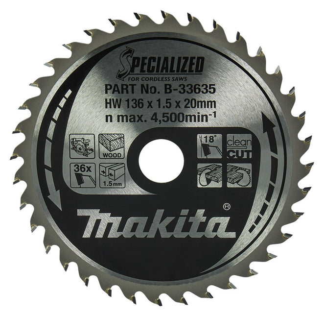 Makita Zaagblad 136X20X1,5 36T 18G Zaagblad – B-33635
