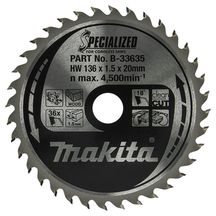 Makita Zaagblad 136X20X1,5 36T 18G Zaagblad – B-33635
