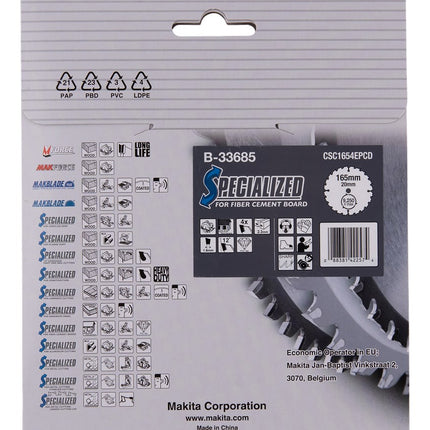 Makita PCD Zaagblad 165X20X2.3 4T 12G – B-33685