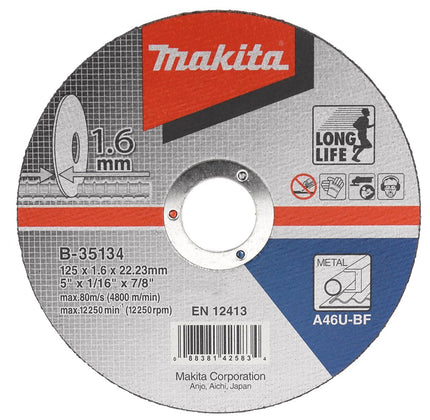 Makita Doorslijpschijf 125X22,23X1,6mm Staal – B-35134