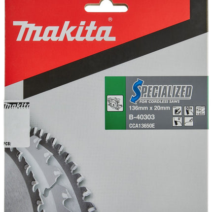Makita Zaagblad ALU 136X20X 50T Zaagblad Aluminium 136X20X1.6 0G – B-40303