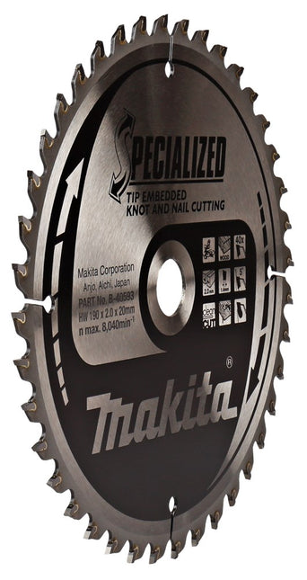 Makita Zaagblad TIPE 190X20X2,2 40T 5G Zaagblad – B-40593