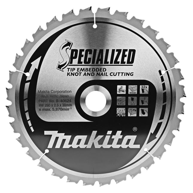 Makita Zaagblad TIPE 260X30X2,3 32T 5G Zaagblad – B-40624