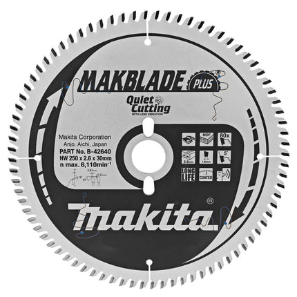 Makita Zaagblad MDF 250X30X2,6 80T 5G Zaagblad – B-42640