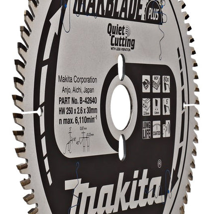 Makita Zaagblad MDF 250X30X2,6 80T 5G Zaagblad – B-42640
