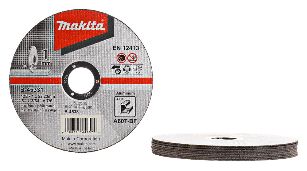 Makita Doorslijpschijf 125X22,23X1,0mm Aluminium - 10 stuks – B-45331