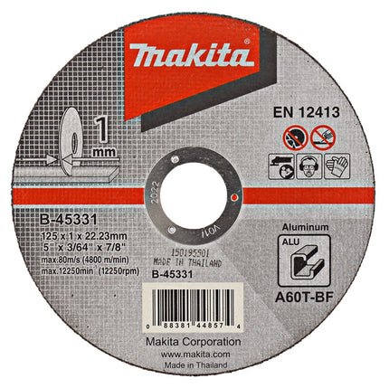 Makita Doorslijpschijf 125X22,23X1,0mm Aluminium - 10 stuks – B-45331