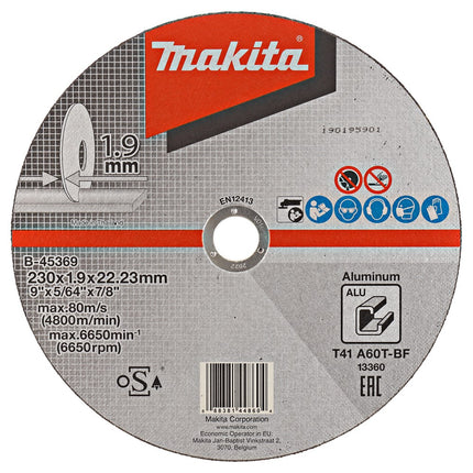 Makita Doorslijpschijf 230X1,9X22,23mm Aluminium – B-45369