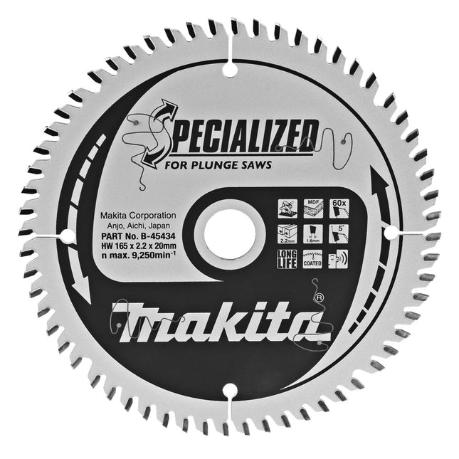 Makita Zaagblad MDF 165X20X2,2 60T 5G Zaagblad – B-45434