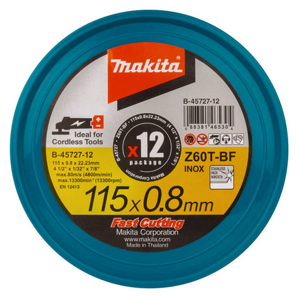 Makita Doorslijpschijf RVS 115X22,23X0,8mm – B-45727-12