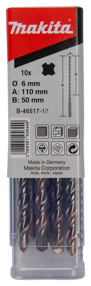 Makita P2S:SDS-PLUS Boor 6X110mm 10st 10 stuks – B-46517-10