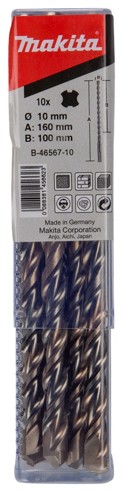 Makita P2S:SDS-PLUS Boor 10X160mm 10S 10 stuks – B-46567-10