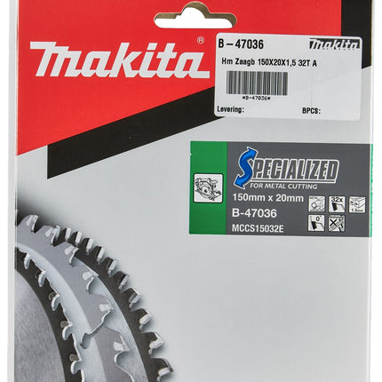 Makita Zaagblad Staal 150X20X1,5 32T 0G Zaagblad 150X20X1,5mm – B-47036