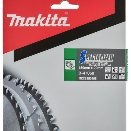 Makita Cirkelzaagblad 150X20X1,1 60T 0G Rvs/staal - Specialized Zaagblad Rvs 0GR – B-47058