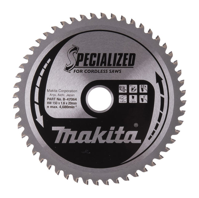Makita HM Zaagblad 150X20X1,6 52T A Zaagblad ATB 150X20X1,6mm 0G – B-47064