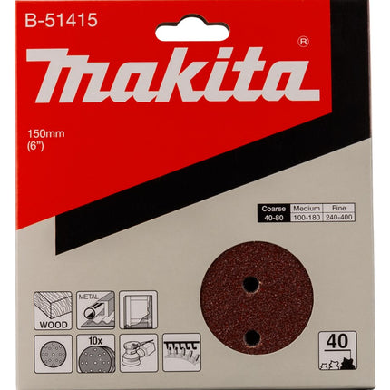 Makita Schuurschijf 150mm K40 Red Velcro – B-51415