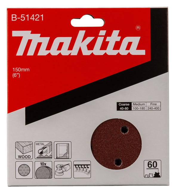 Makita Schuurschijf 150mm K60 Red Velcro – B-51421