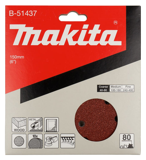 Makita Schuurschijf 150mm K80 Red Velcro – B-51437