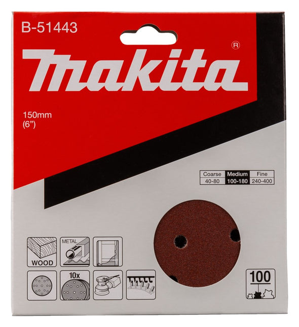 Makita Schuurschijf 150mm K100 Red Velcro – B-51443