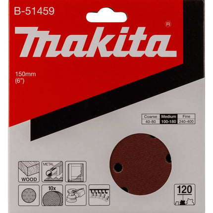 Makita Schuurschijf 150mm K120 Red Velcro – B-51459