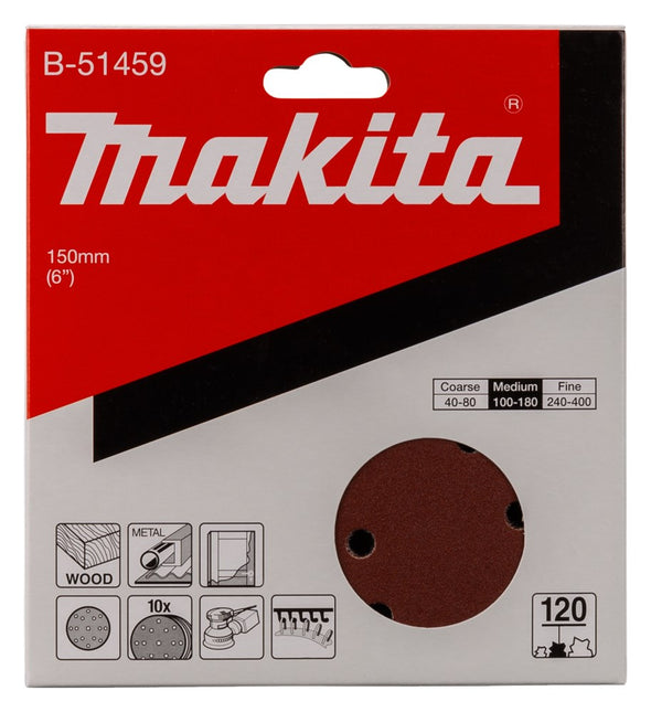 Makita Schuurschijf 150mm K120 Red Velcro – B-51459