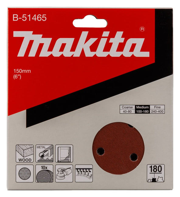 Makita Schuurschijf 150mm K180 Red Velcro – B-51465