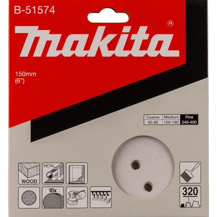 Makita Schuurschijf 150mm K320 White Velcro – B-51574