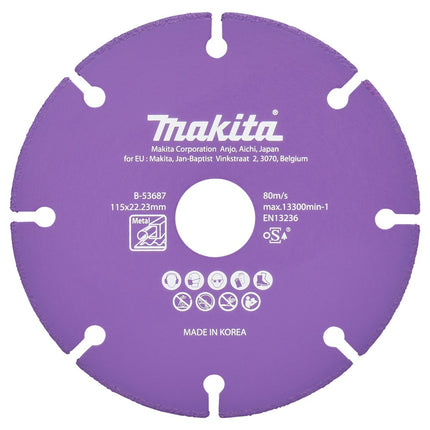 Makita DOORSLIJPSCHIJF STAAL 115X22,23X1,3MM