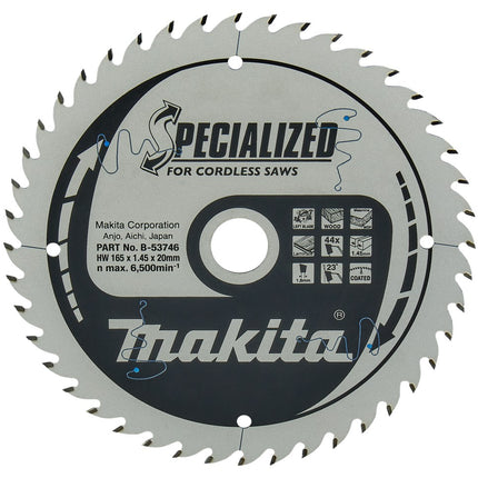 Makita HM Zaagblad 3165X20X1,45 44T - Laminaat 165X20X1.45 23G – B-53746