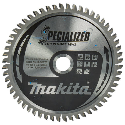 Makita Invalcirkelzaagblad Aluminium Zaagblad Alum 165X20X2 56T – B-56770