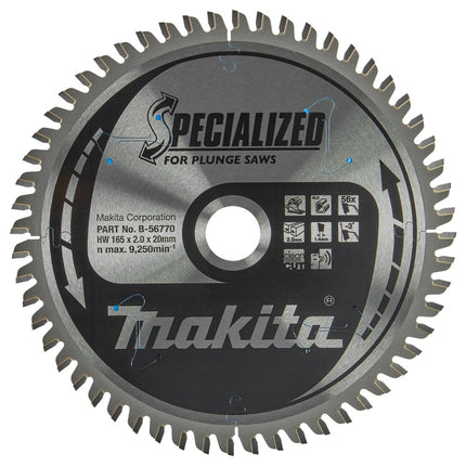 Makita Invalcirkelzaagblad Aluminium Zaagblad Alum 165X20X2 56T – B-56770