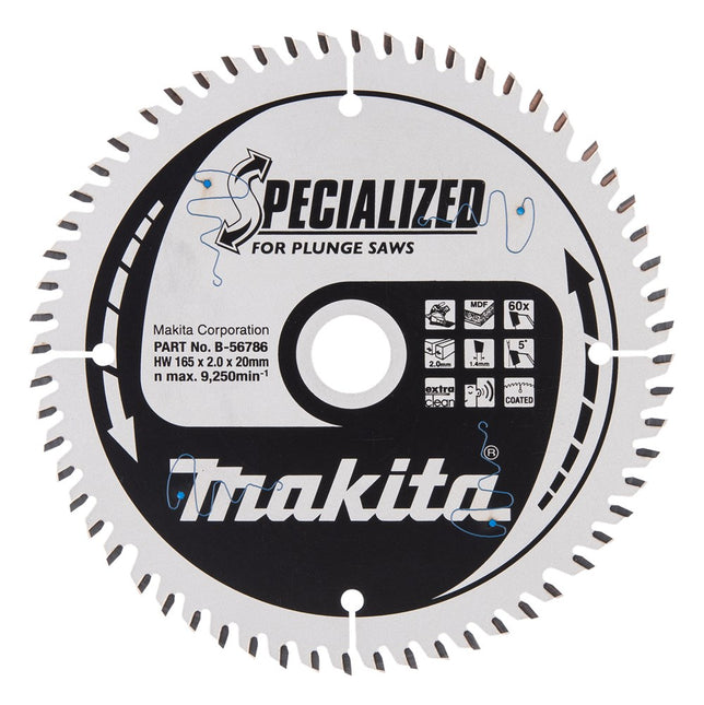 Makita HM Zaagblad 165X20X2 60T Invalcirkelzaagblad Gemelamineerd – B-56786