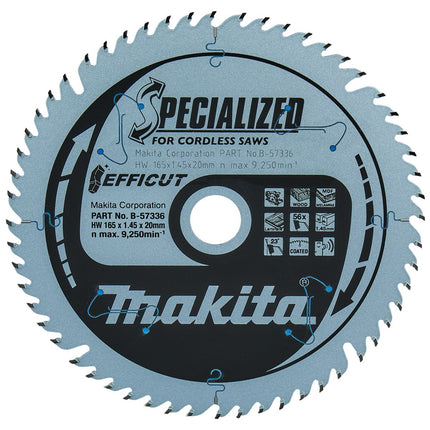 Makita Zaagblad Efficut 165X20X1,45 56T 23G Hout 165X20X1,6 – B-57336