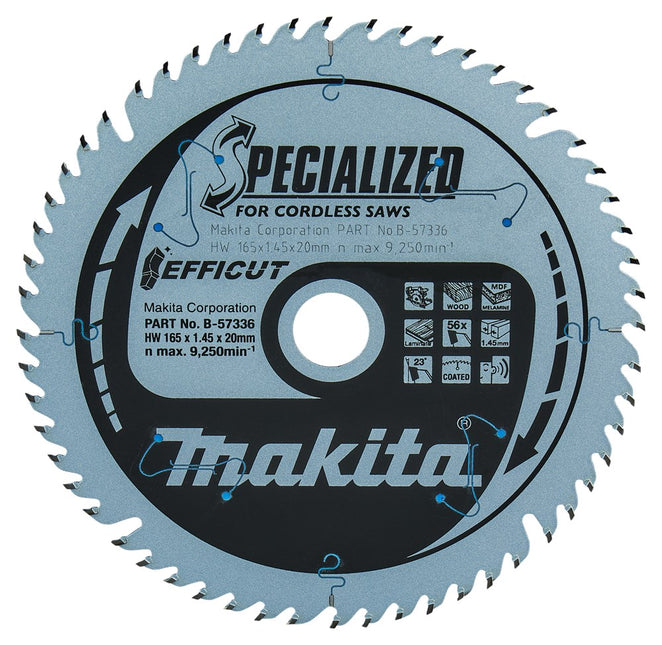 Makita Zaagblad Efficut 165X20X1,45 56T 23G Hout 165X20X1,6 – B-57336