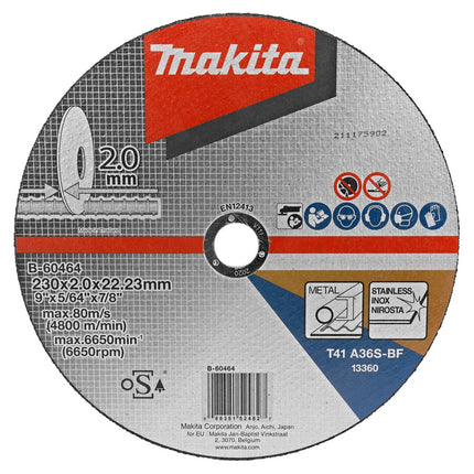 Makita Doorslijpschijf 230X2,0X22,23mm Rvs/staal 230X2,0mm Metaal – B-60464