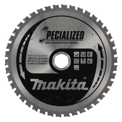 Makita HM Zaagblad 165X20X42T - Sandwichpaneel Cirkelzaagblad 165X20X1,75mm 42T B-63133 – B-63149