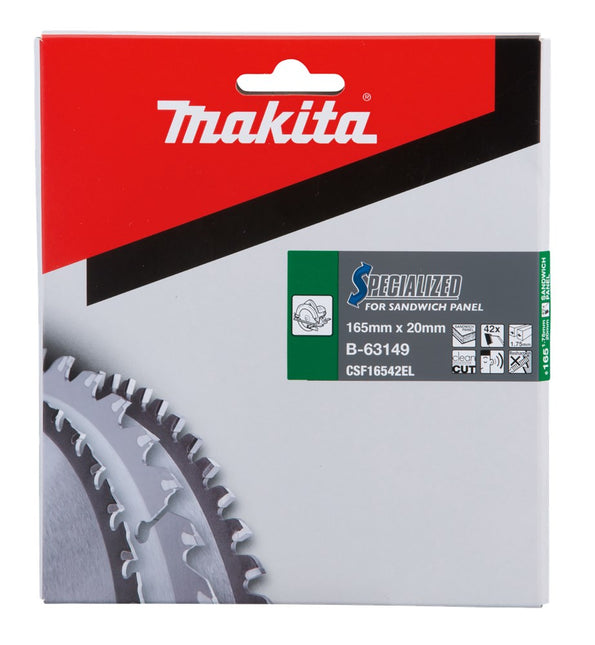 Makita HM Zaagblad 165X20X42T - Sandwichpaneel Cirkelzaagblad 165X20X1,75mm 42T B-63133 – B-63149