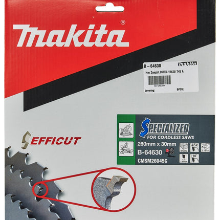 Makita Afkortzaagblad Hout Zaagb.Hout 260X30X2,15 45T – B-64630