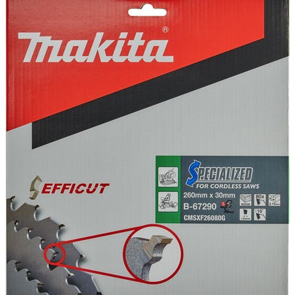 Makita HM Zaagblad 260X30 T=80 FF - Hout 260X30X2.15mm 80T 10G – B-67290