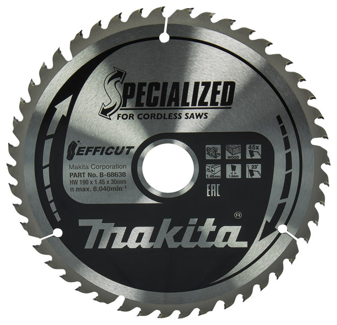 Makita Cirkelzaagblad Hout Zaagblad FF 190X30X1,45 45T 23GR – B-68638