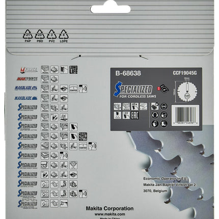 Makita Cirkelzaagblad Hout Zaagblad FF 190X30X1,45 45T 23GR – B-68638