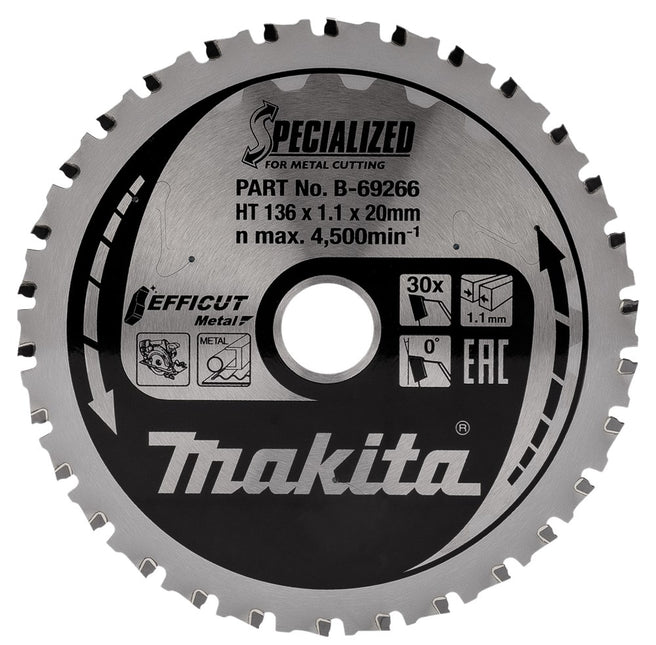 Makita Zaagblad Staal Efficut 136X20X1,1 30T 0G Zaagblad – B-69266