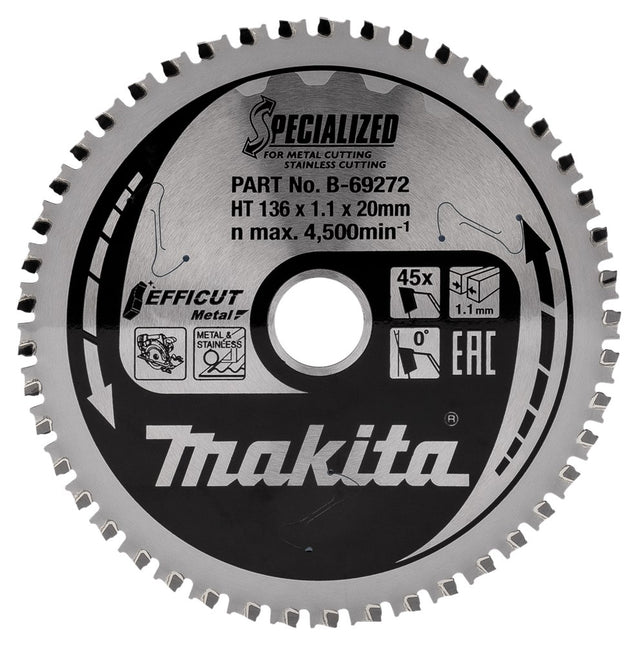 Makita Zaagblad RVS Efficut 136X20X1,1 45T 0G Zaagblad – B-69272