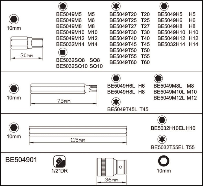 Bahco Bitset 10mm 32D – BE5032